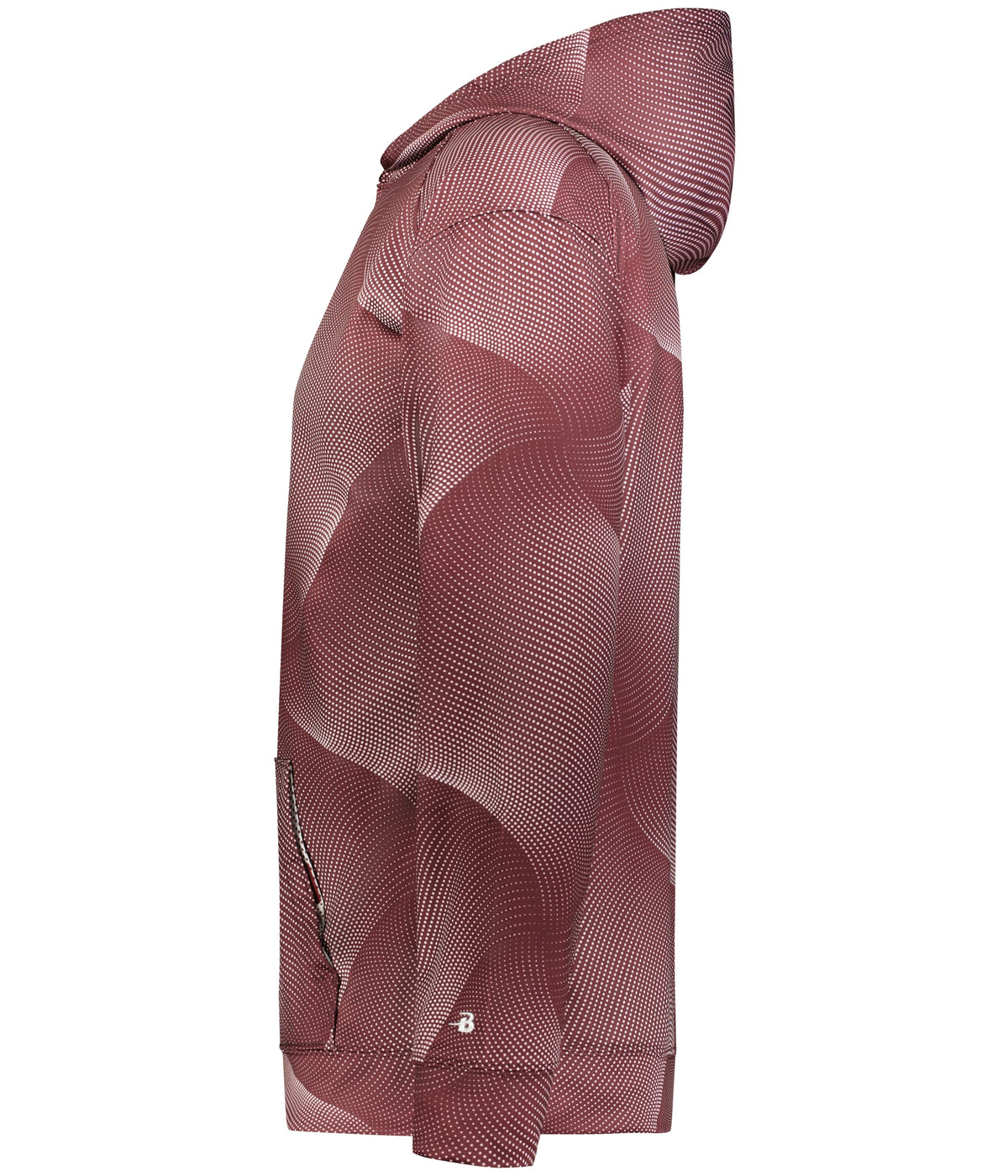 Left View of BA MAROON WARP YOUTH WARP HOODIE