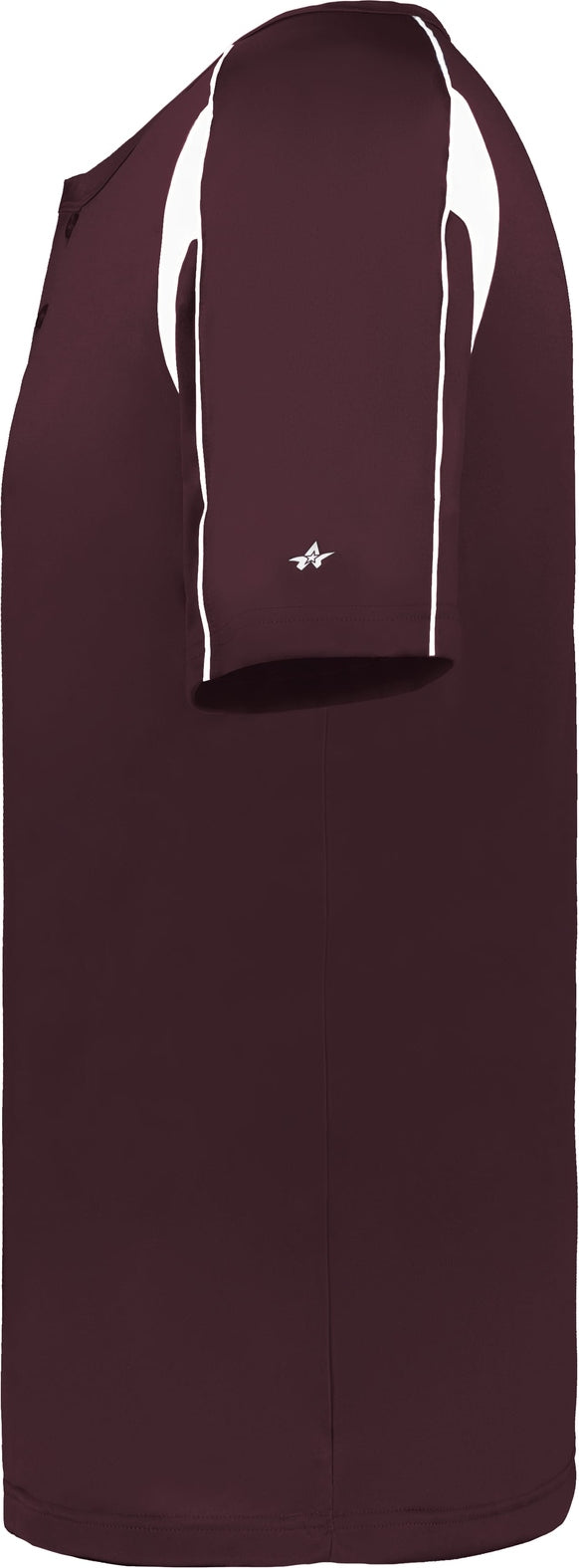 Left View of BA MAROON/WHITE YOUTH PRO PLACKET