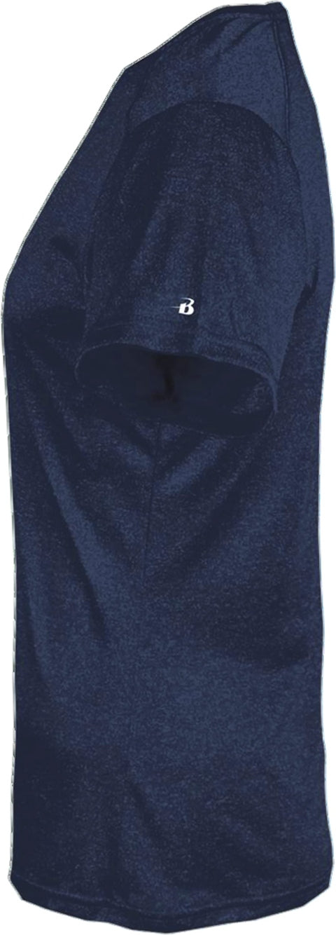 Left View of BA NAVY HEATHER PRO HEATHER LADIES' V-NECK TEE