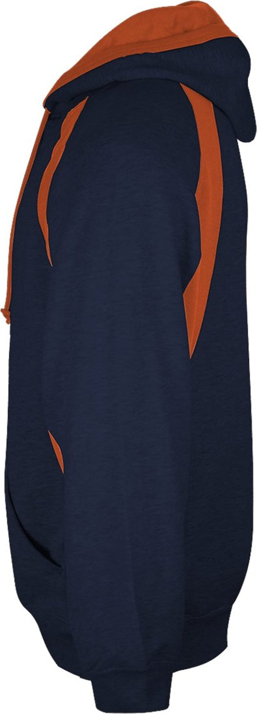 Left View of BA NAVY/BT. ORANGE HOOK HOOD