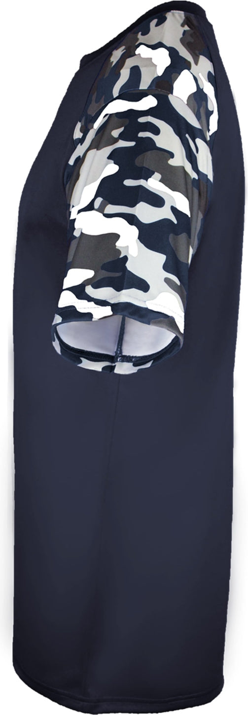 Left View of BA NAVY/NAVY CAMO YOUTH CAMO SPORT TEE