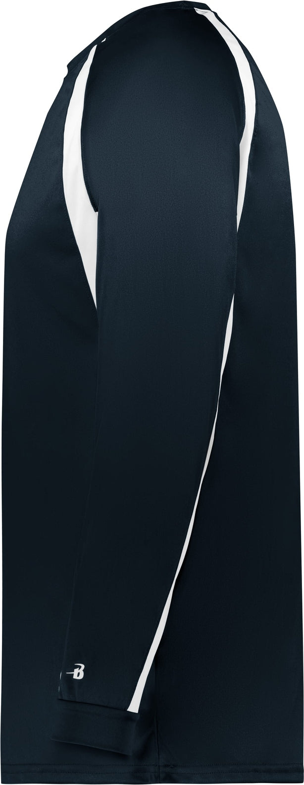 Left View of BA NAVY/WHITE HOOK L/S TEE