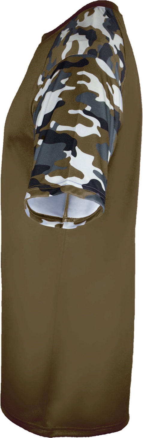 Left View of BA OD GREEN/OD GREEN CAMO YOUTH CAMO SPORT TEE