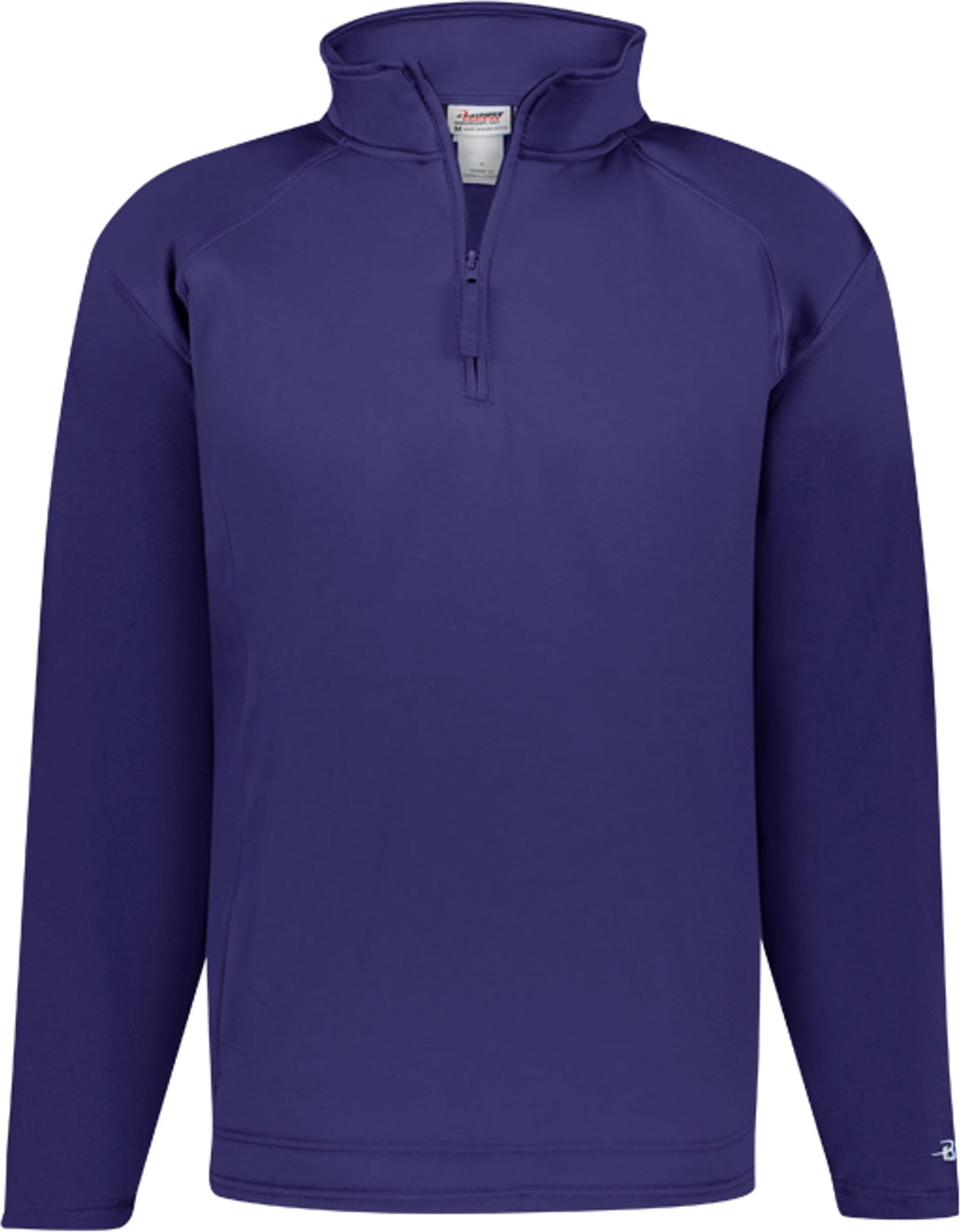 Left View of BA PURPLE PERFORMANCE FLEECE 1/4 ZIP PUL