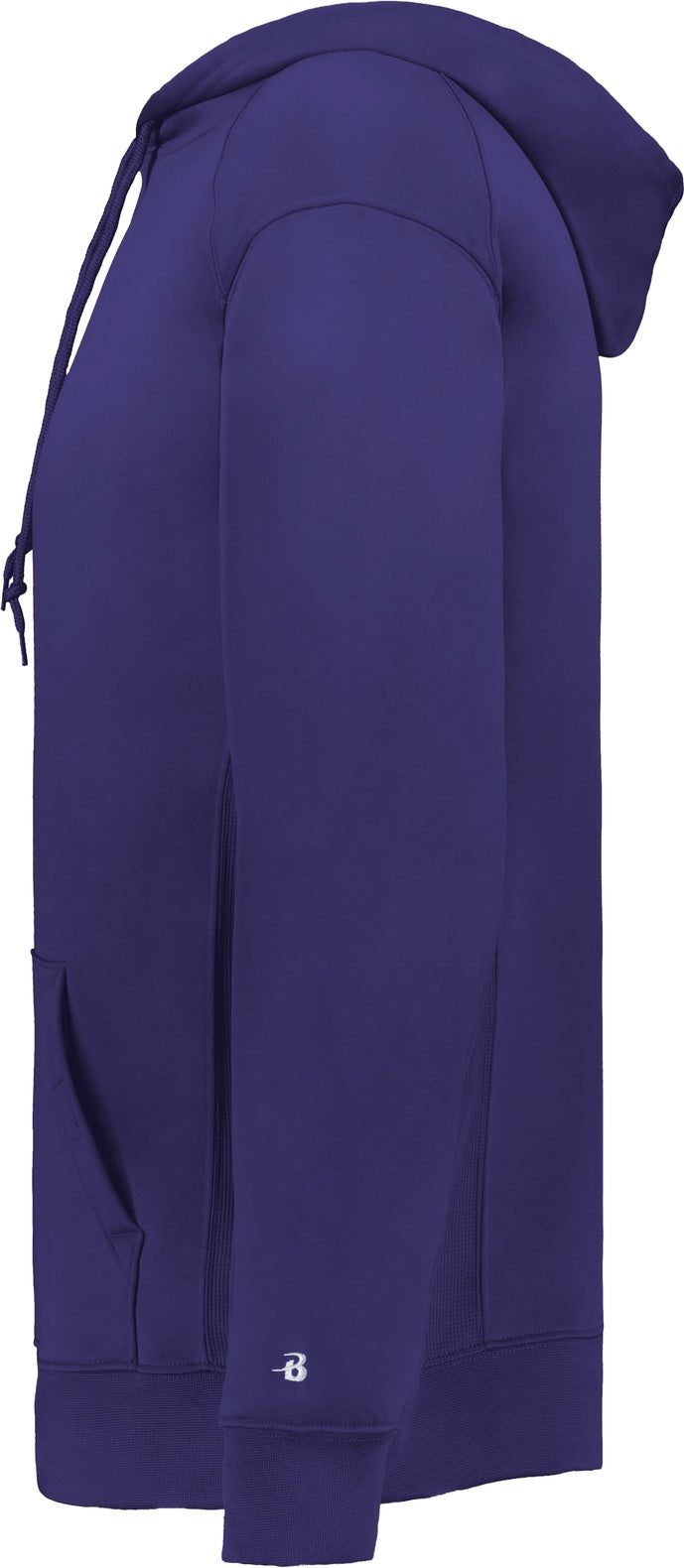 Left View of BA PURPLE PERFORMANCE FLEECE HOODIE