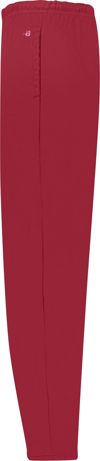 Left View of BA RED PERF. FLEECE OPEN BOTTOM PANT