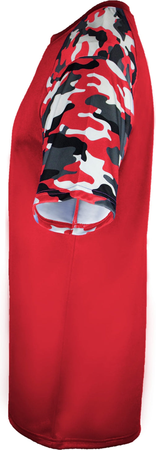 Left View of BA RED/RED CAMO YOUTH CAMO SPORT TEE