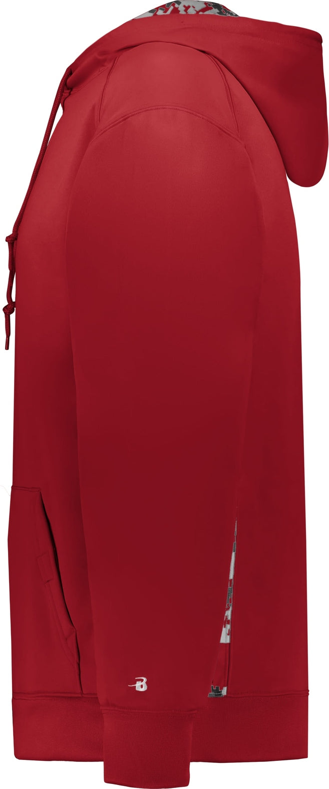 Left View of BA RED/RED DIGITAL DIGITAL COLOR BLOCK HOODIE