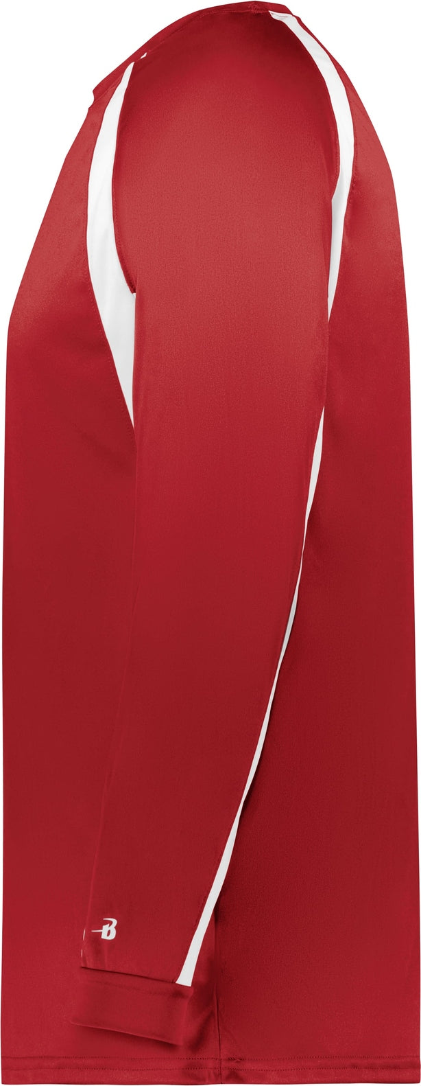 Left View of BA RED/WHITE HOOK L/S TEE