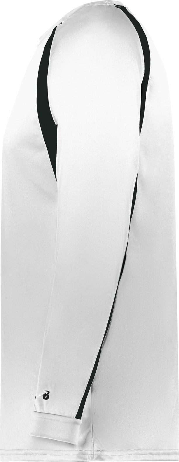 Left View of BA WHITE/BLACK YOUTH HOOK L/S TEE