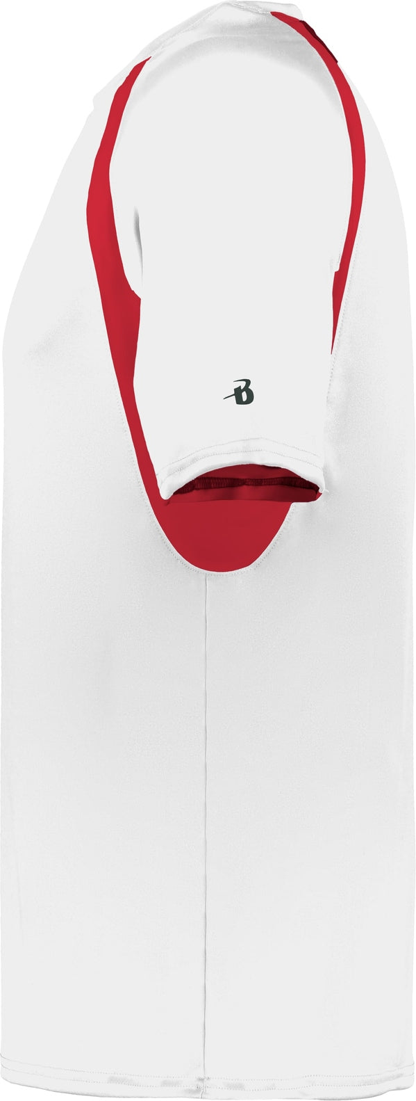 Left View of BA WHITE/RED YOUTH HOOK TEE