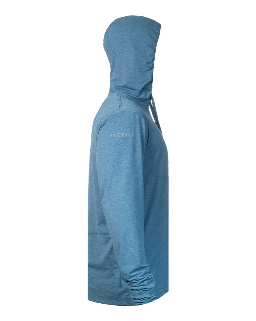 Left View of Bahama Heathered Low Pro Tech Hooded Long Sleeve T-Shirt - MVLPRH8