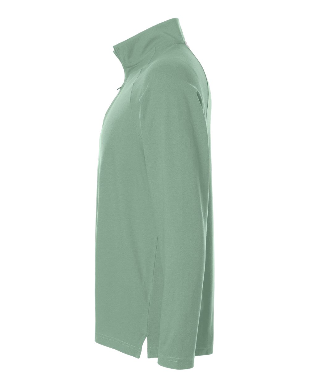 Left View of Balsam Green Men's Seaton Pebble Textured Quarter-Zip Pullover - DG402 plain