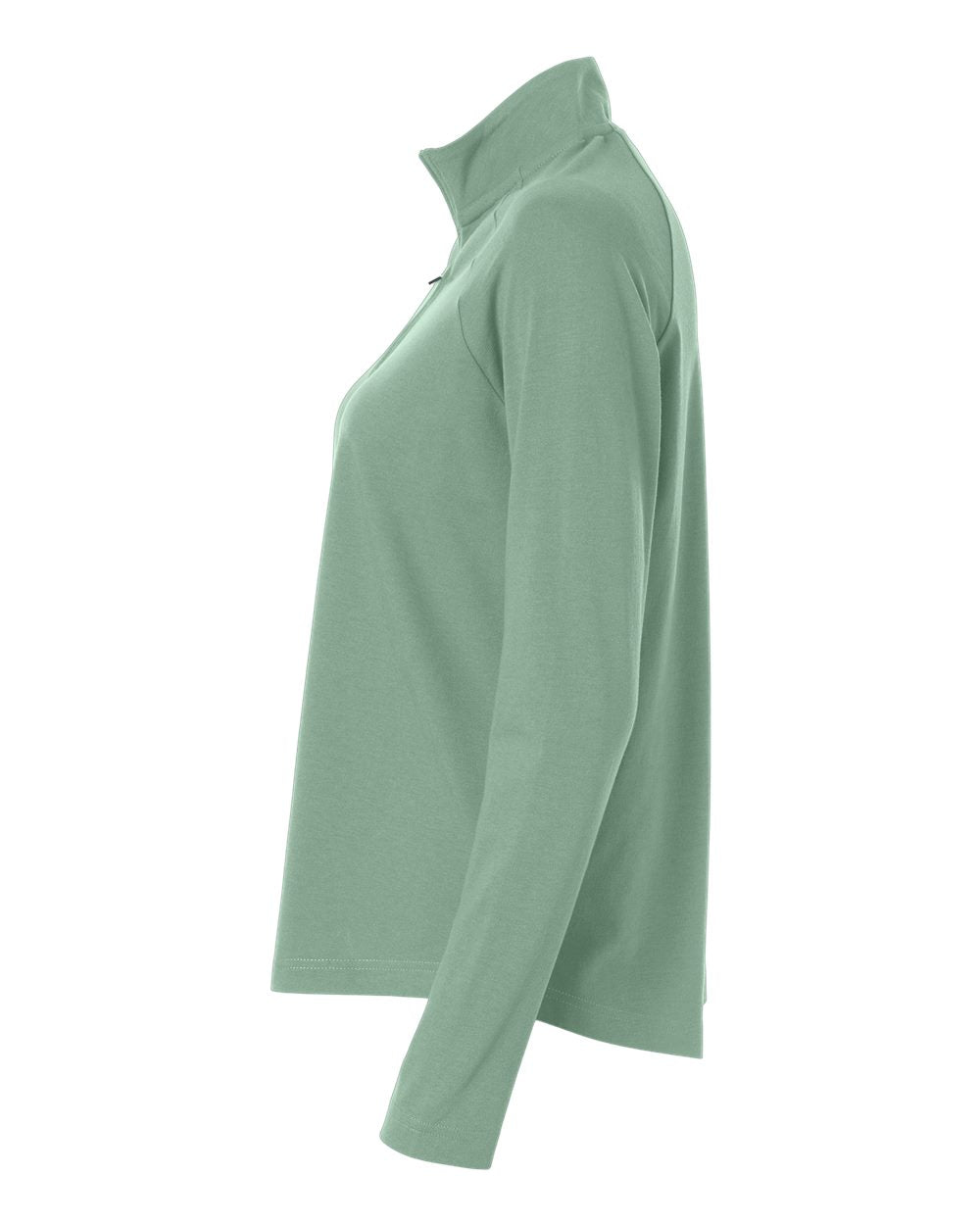 Left View of Balsam Green Women's Seaton Pebble Textured Quarter-Zip Pullover - DG402W plain