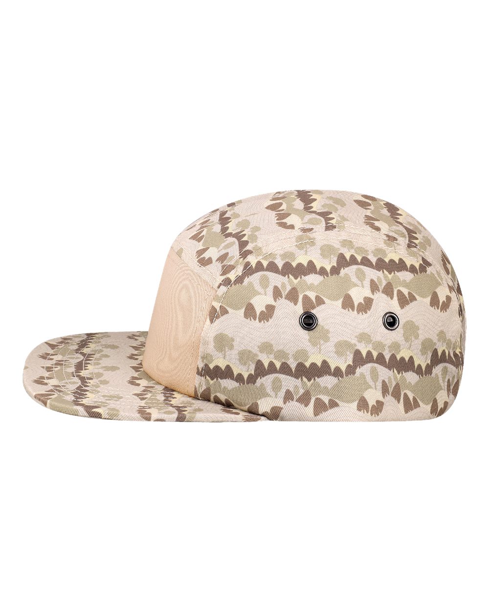 Left View of Beige Wavy Trees Five-Panel Camper Hat - CAMPER