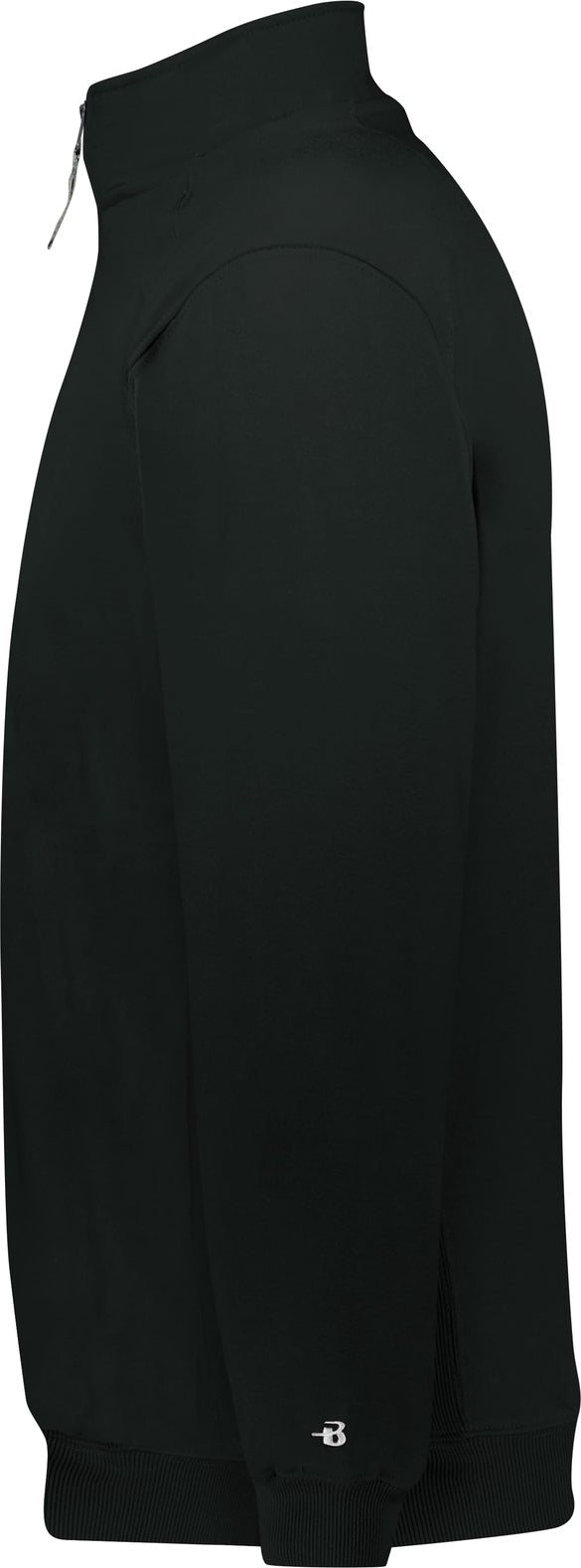 Left View of BLACK 1/4 ZIP FLEECE PULLOVER