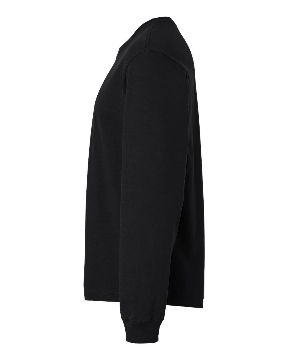 Left View of Black 7.5 oz Heavyweight Long Sleeve Tee - 4651