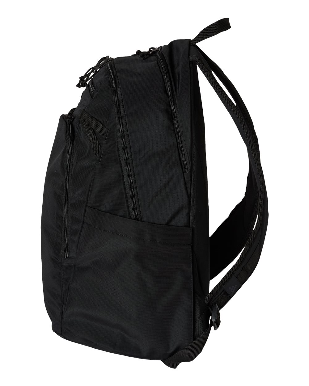 Left View of Black/ Black Defender 5 Backpack - AB600 plain