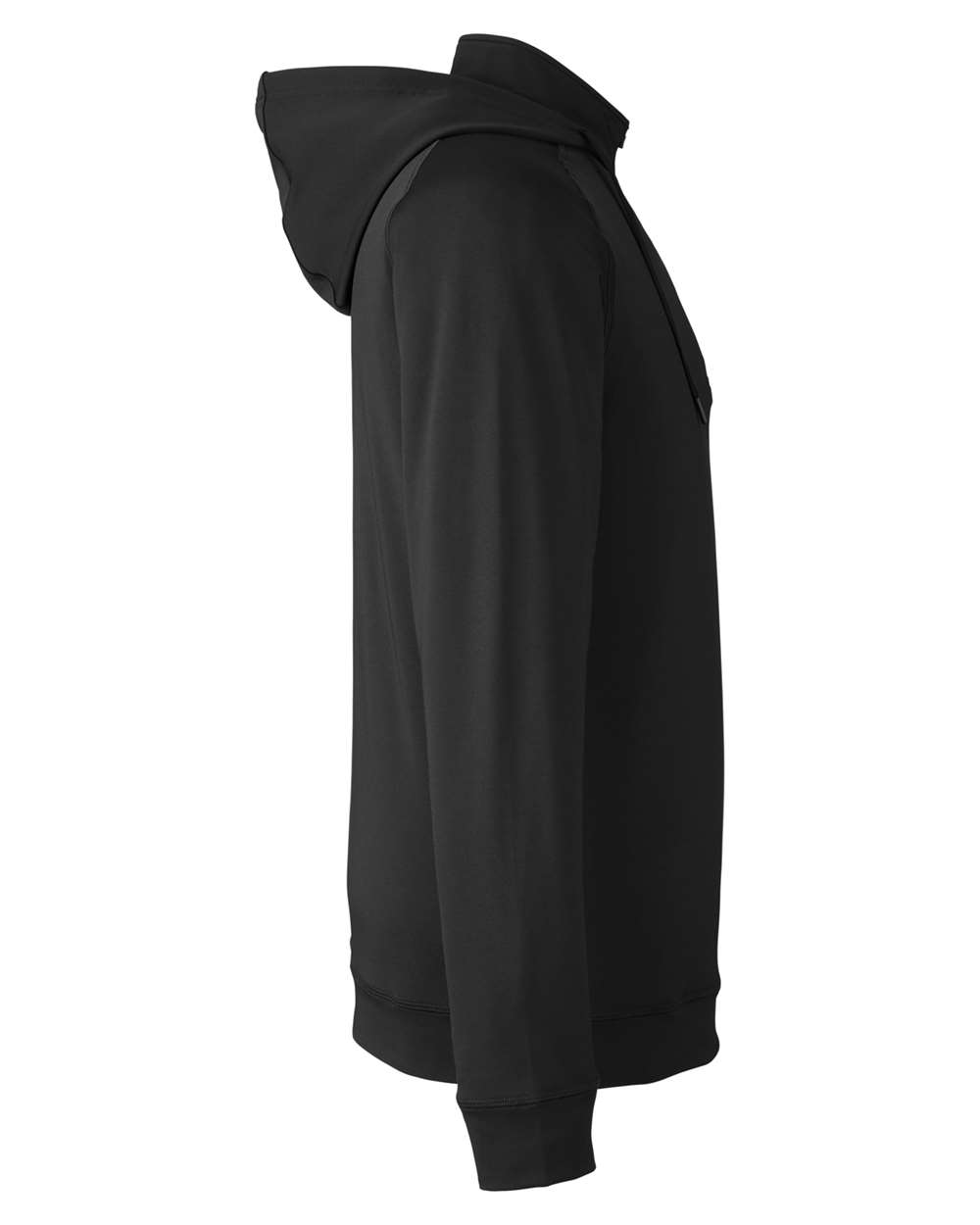 Rear View of Black/ Black Vandyke Quarter-Zip Pullover Hooded Sweatshirt - SWV600