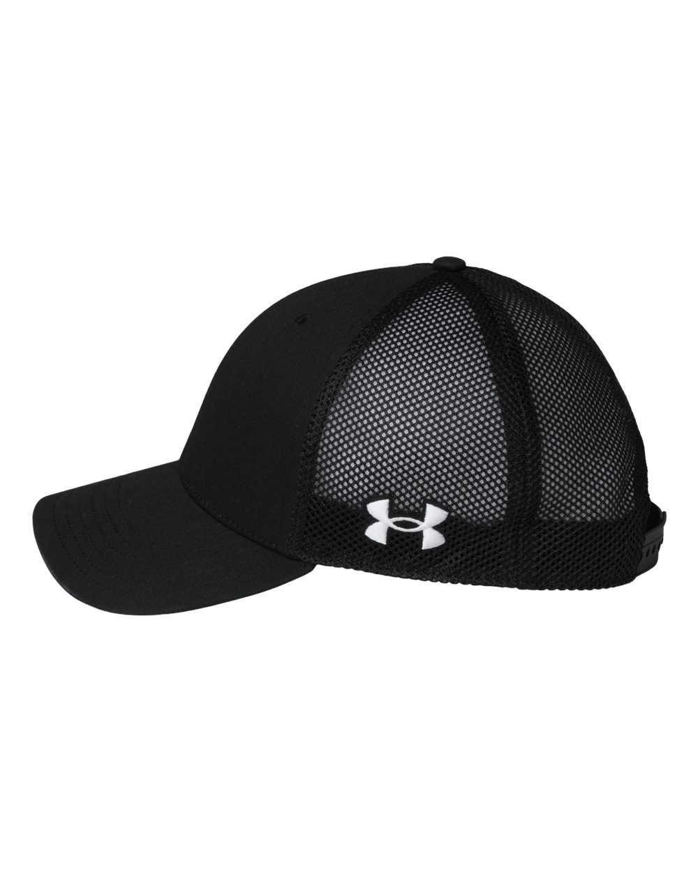 Left View of Black/ Black/ White Team Mid Trucker Cap - 6013112