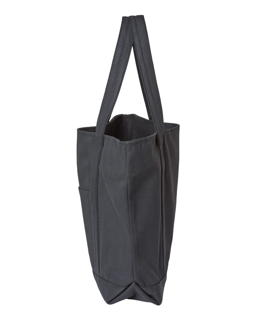 Left View of Black/ Black XL Zippered Cotton Canvas Resort Tote - 8873