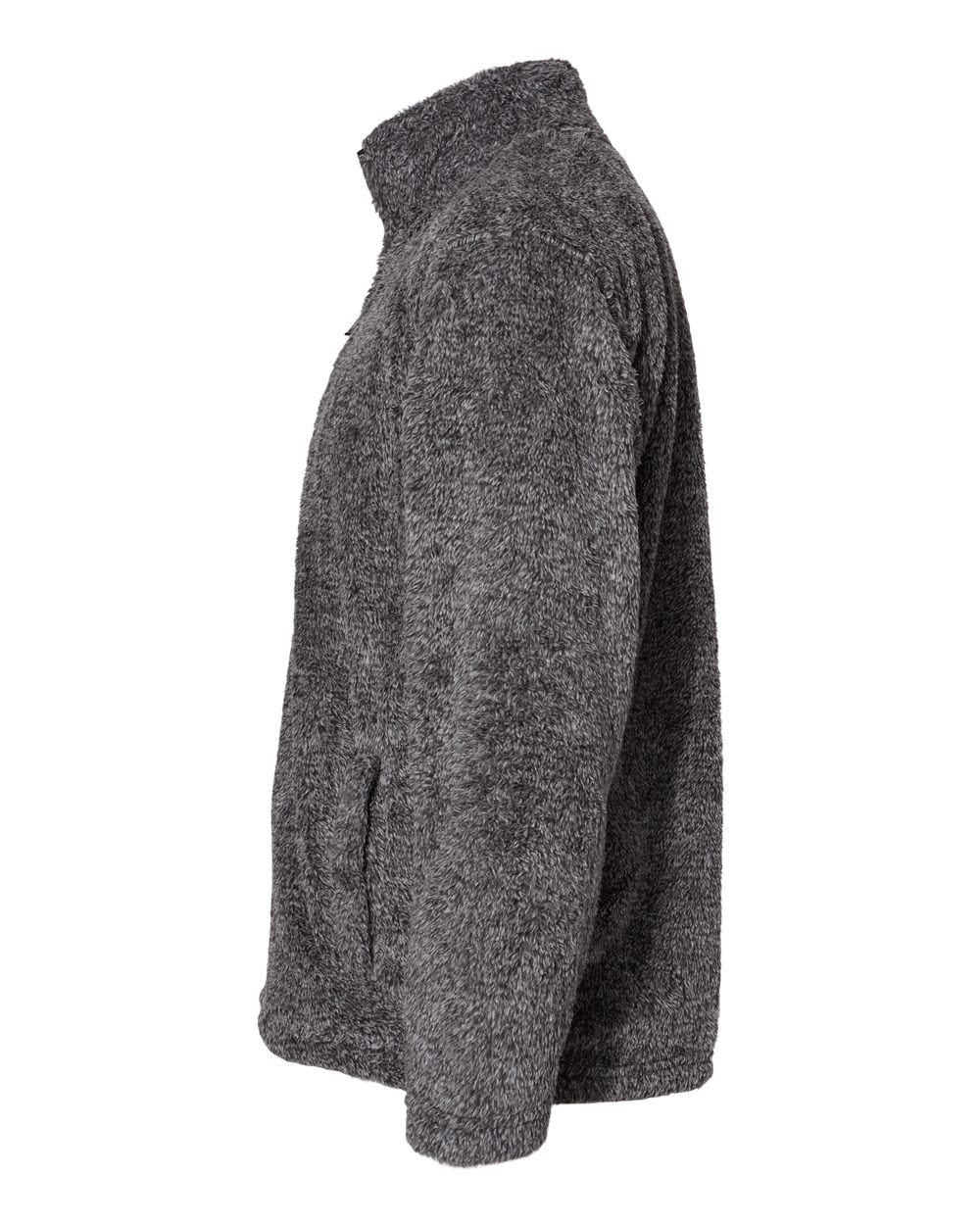 Left View of Black Boundary Shag Frosty Sherpa Quarter-Zip Pullover - 8464