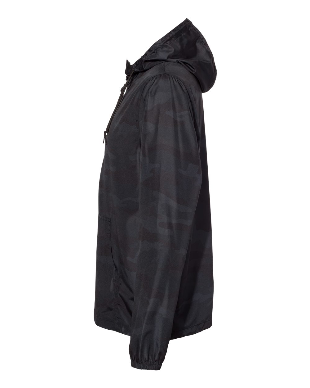 Left View of Black Camo Lightweight Quarter-Zip Windbreaker Pullover Jacket - EXP54LWP