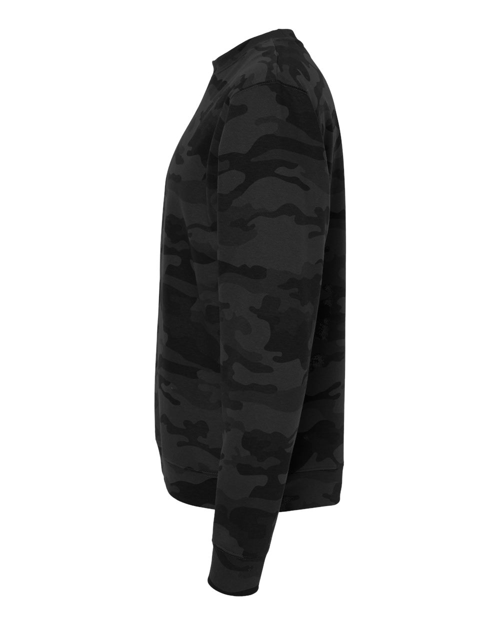 Left View of Black Camo Midweight Crewneck Sweatshirt - SS3000