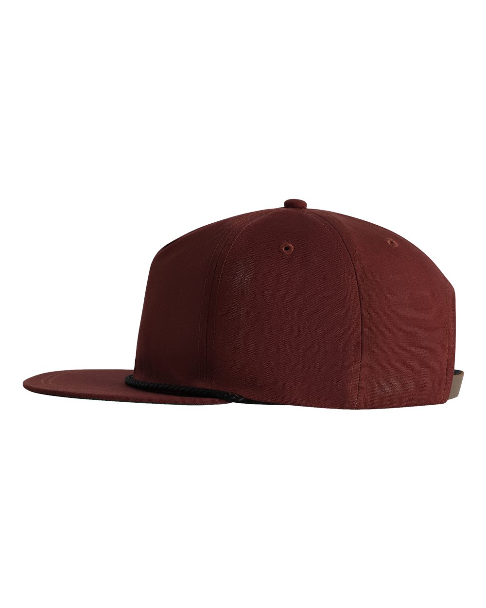 Left View of Black Cherry/ Black The Original Rope Five-Panel Cap - DNA001 plain