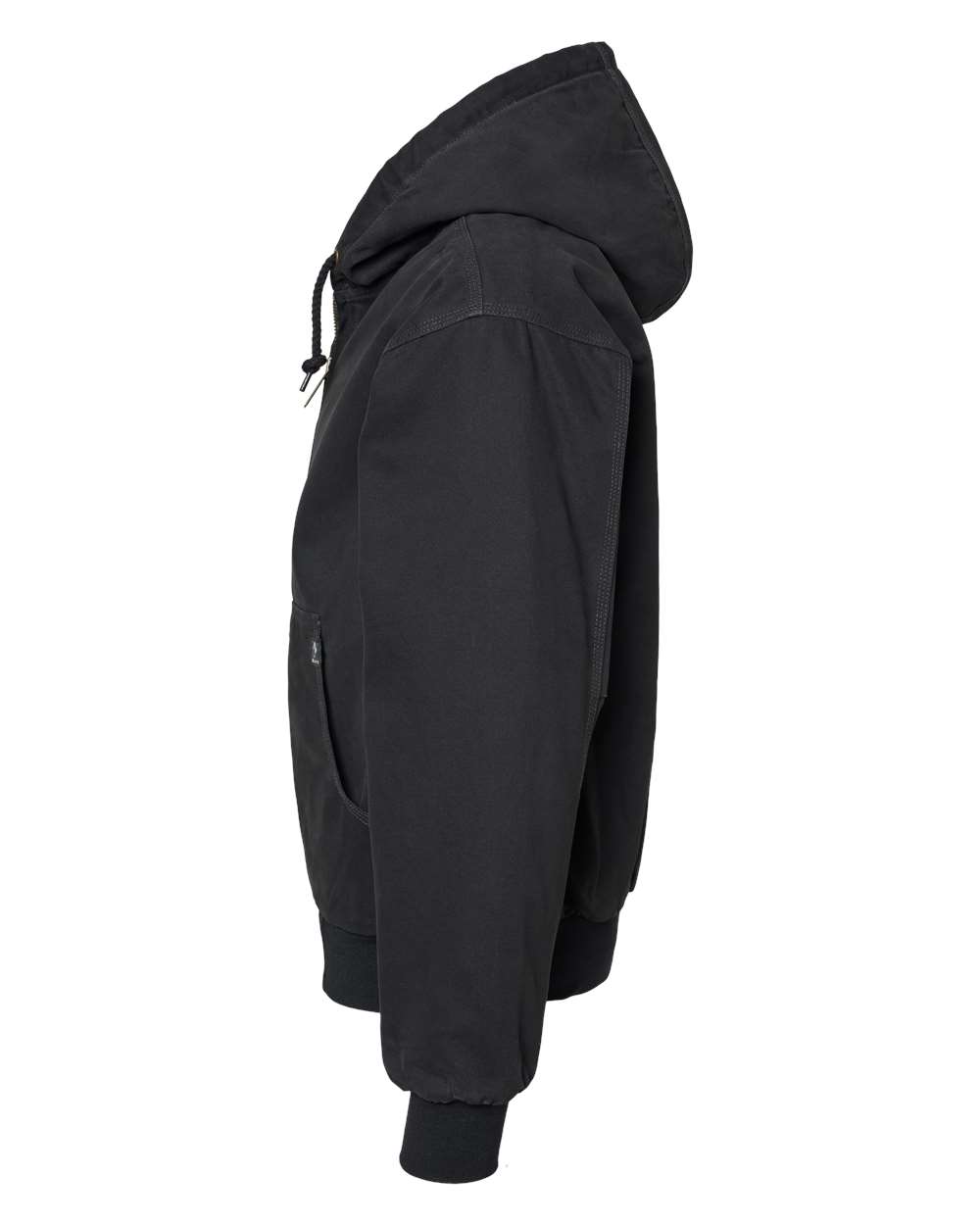 Left View of Black Cheyenne Boulder Cloth™ Hooded Jacket with Tricot Quilt Lining Tall Sizes - 5020T