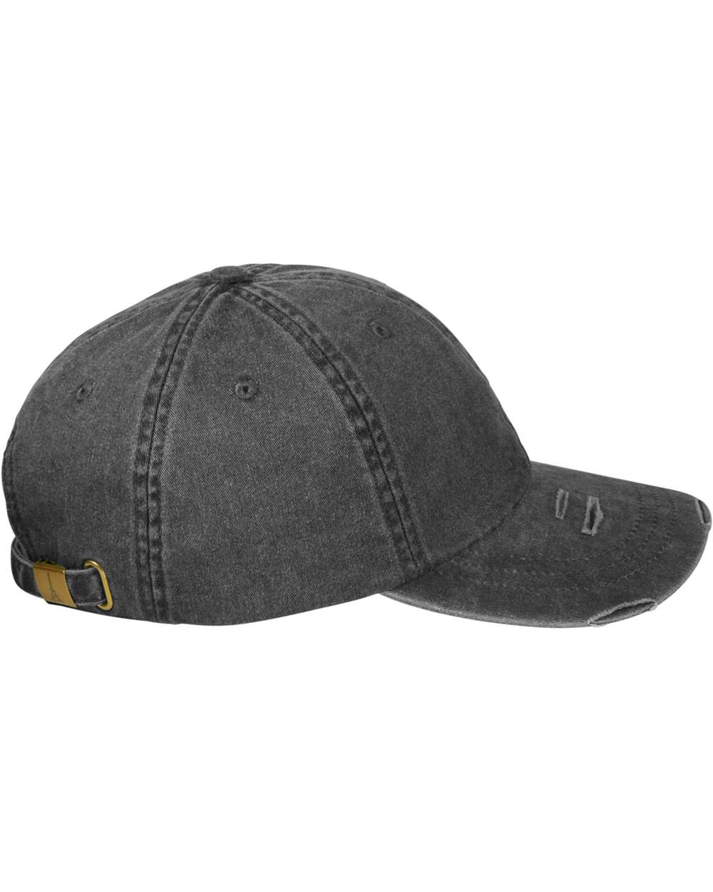 Left View of Black Classic Pigment Distressed Cap - LP108