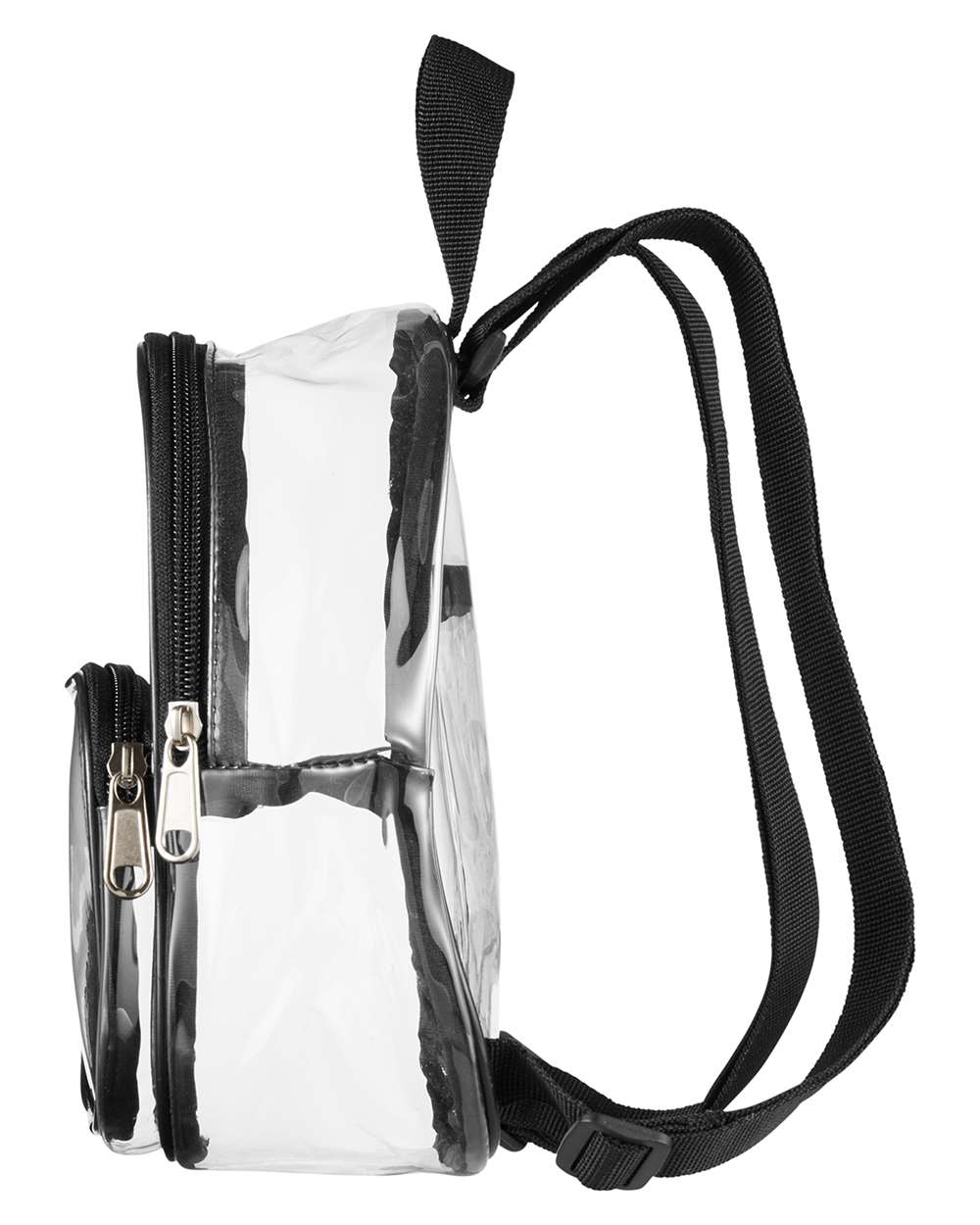 Left View of Black Clear PVC Mini Backpack - BE268