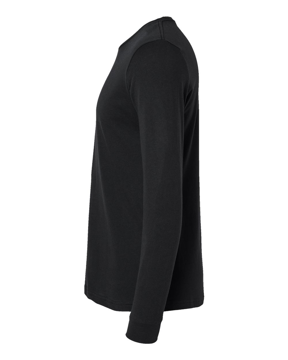 Left View of Black CVC Long Sleeve T-Shirt - 6211