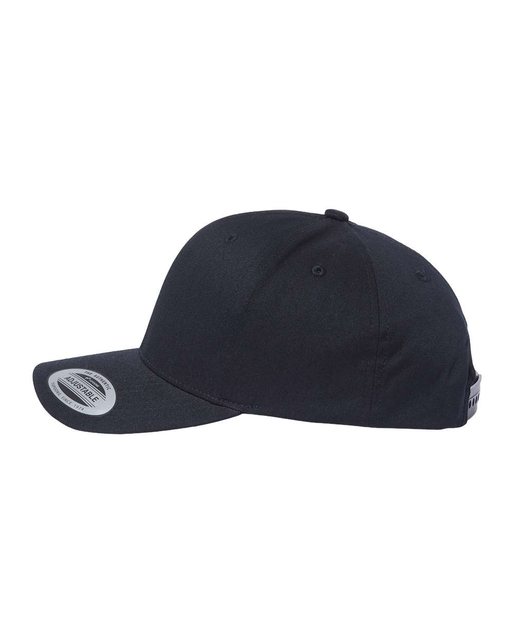 Left View of Black CVC Snapback Cap - 6389