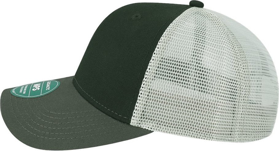 Left View of Black/ Dark Grey/ Silver Mid-Pro Snapback Trucker Cap - MPS
