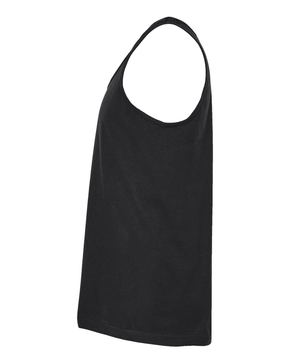 Left View of Black Fine Jersey Tank Top - S105