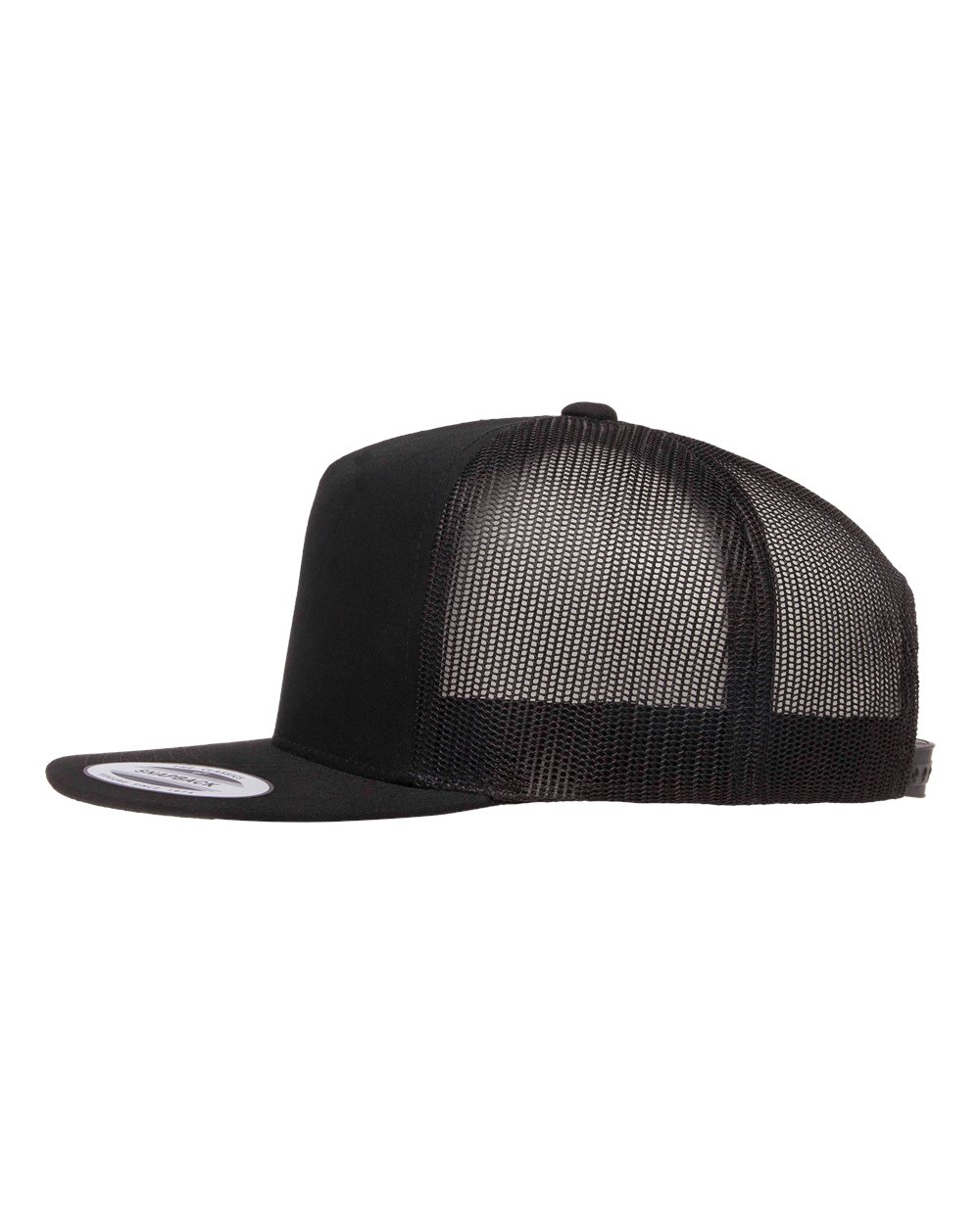 Left View of Black Five-Panel Classic Trucker Cap - 6006
