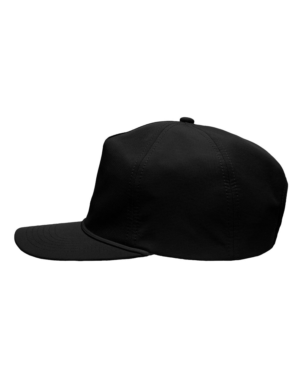 Left View of Black Five-Panel Ripstop Cap - SP1200
