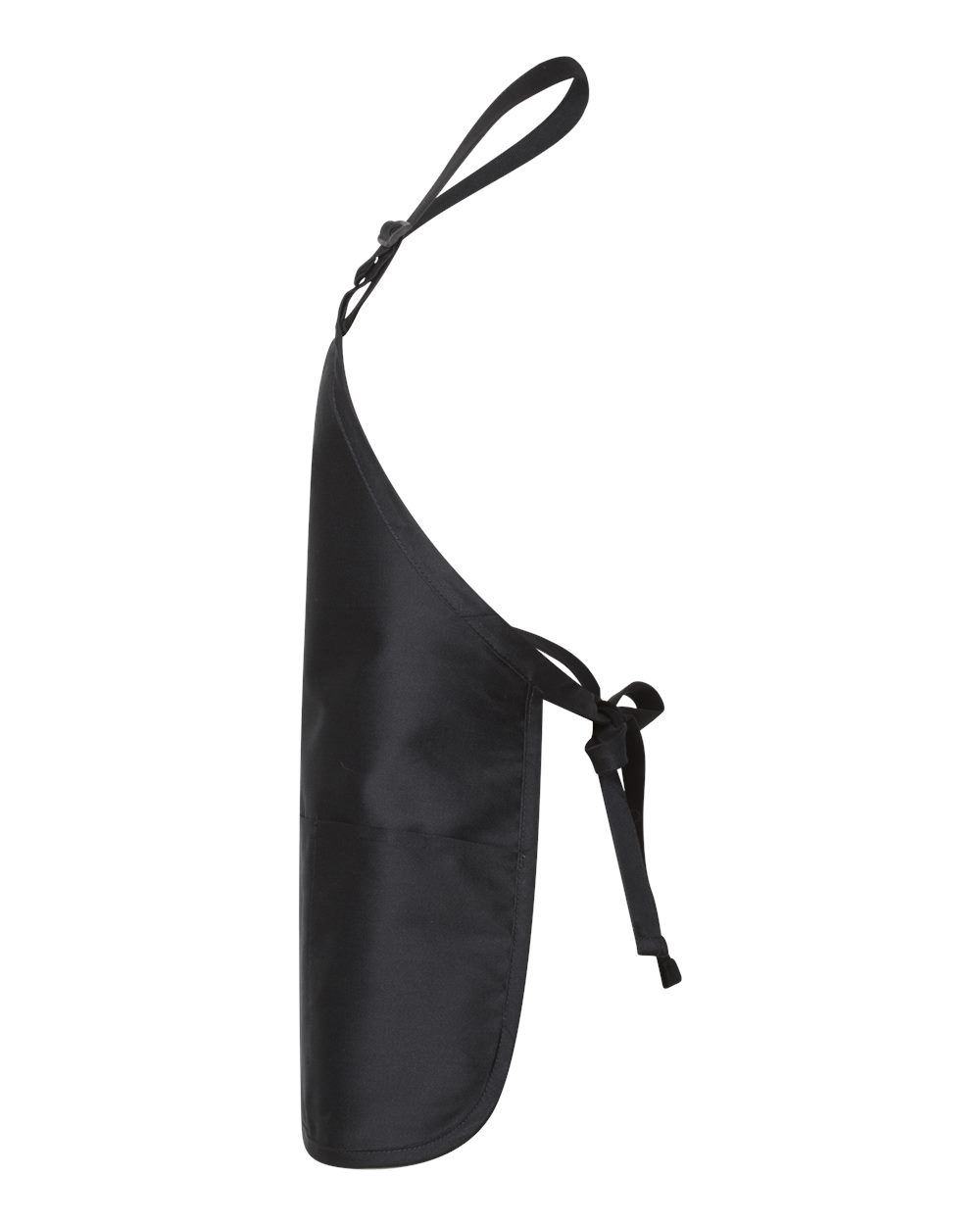 Left View of Black Full-Length Apron with Pouch Pocket - Q4250