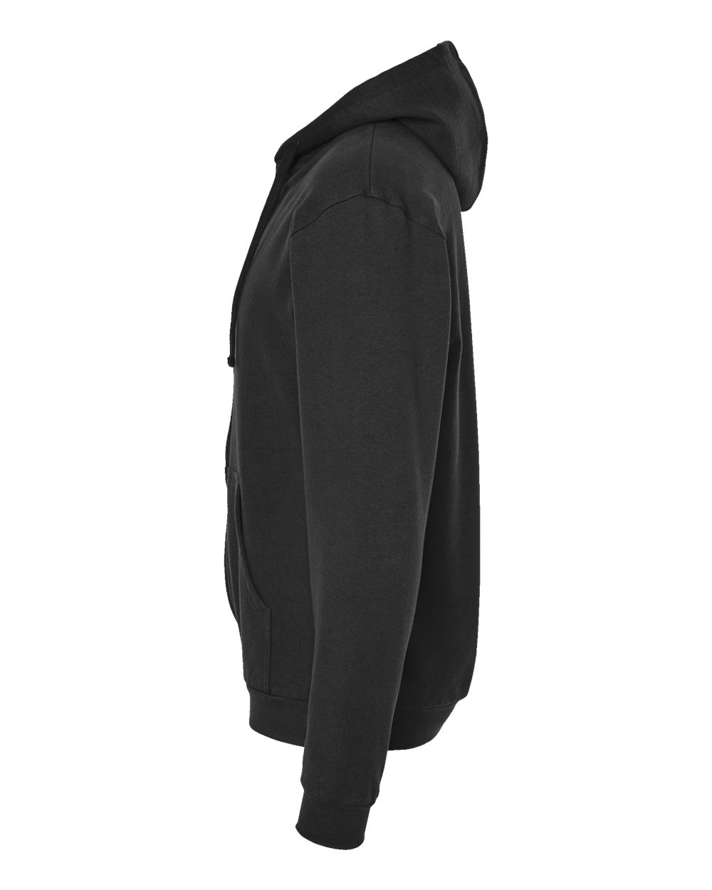 Left View of Black Full-Zip Hooded Sweatshirt - 331