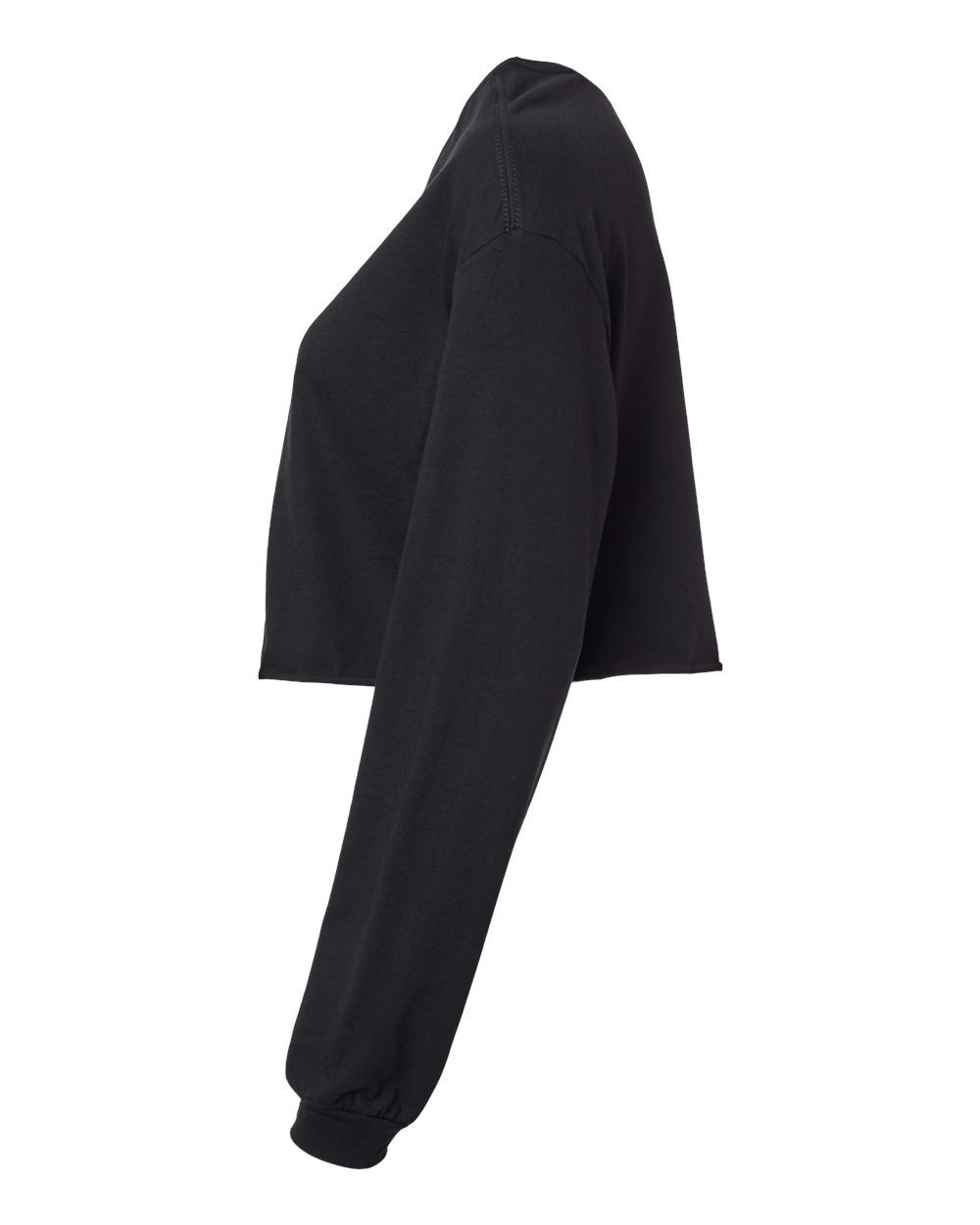 Left View of Black FWD Fashion Women&#39;s Crop Long Sleeve Tee - 6501