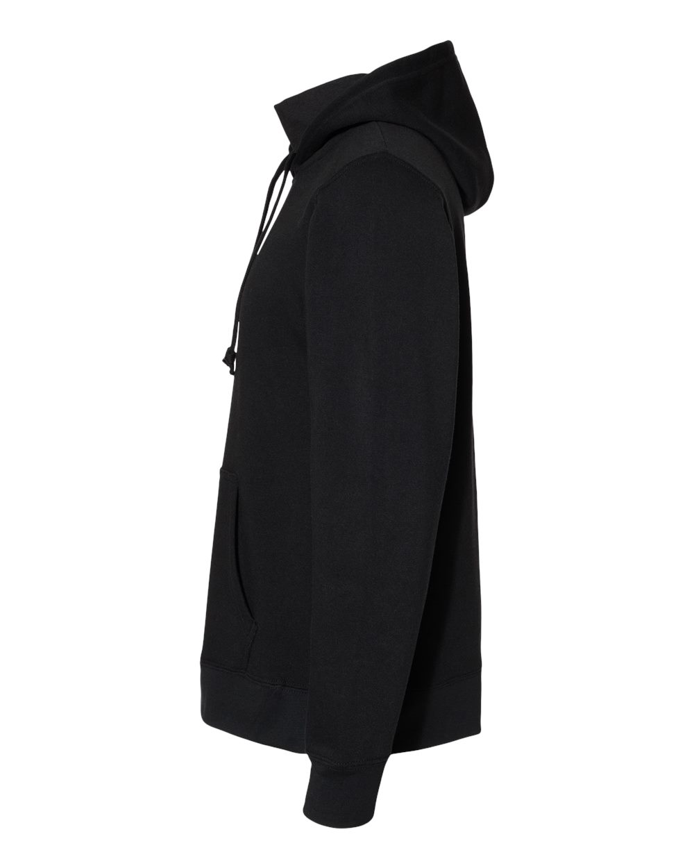 Left View of Black Gaiter Fleece Hooded Sweatshirt - 8879