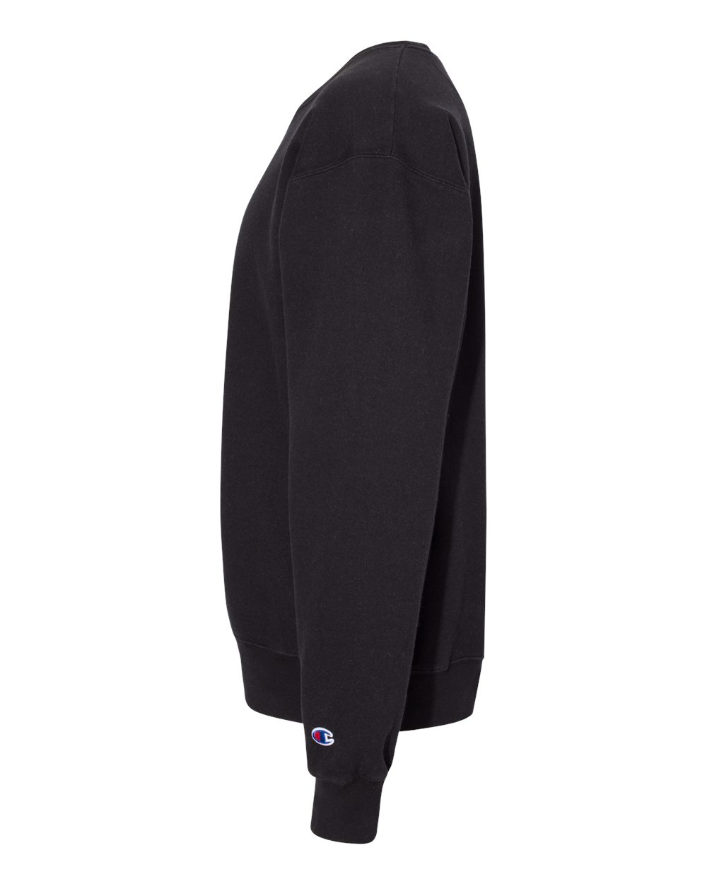Left View of Black Garment-Dyed Crewneck Sweatshirt - CD400