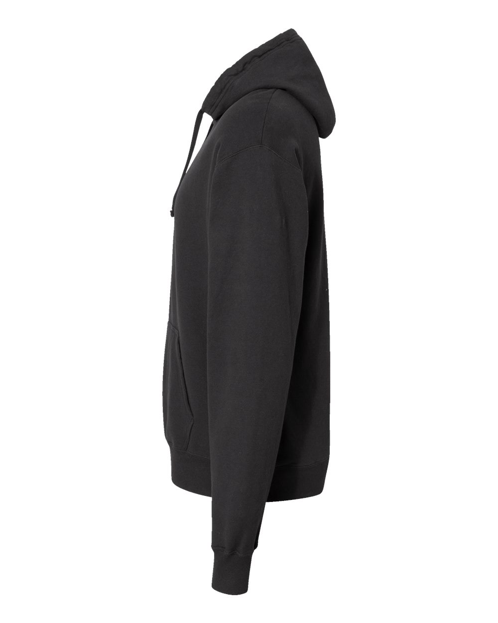 Left View of Black Garment-Dyed Hooded Sweatshirt - GDH450