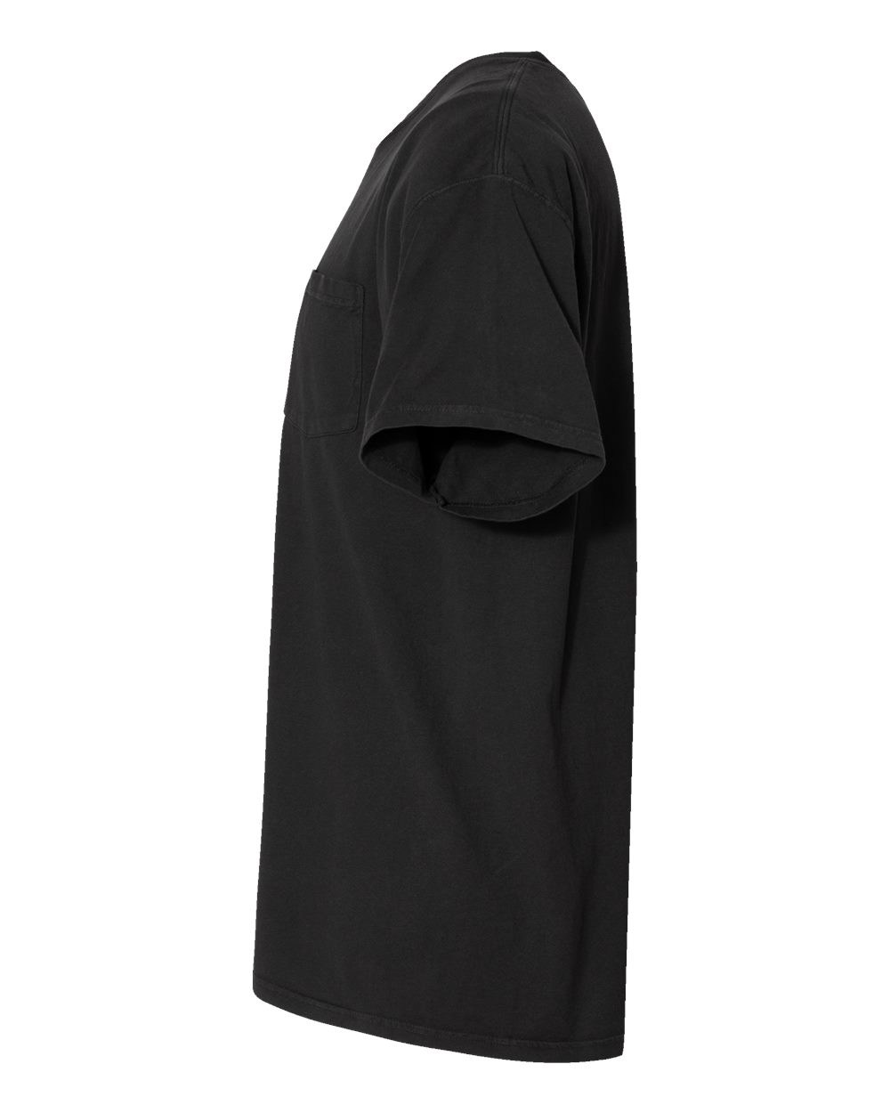 Left View of Black Garment-Dyed Pocket T-Shirt - GDH150