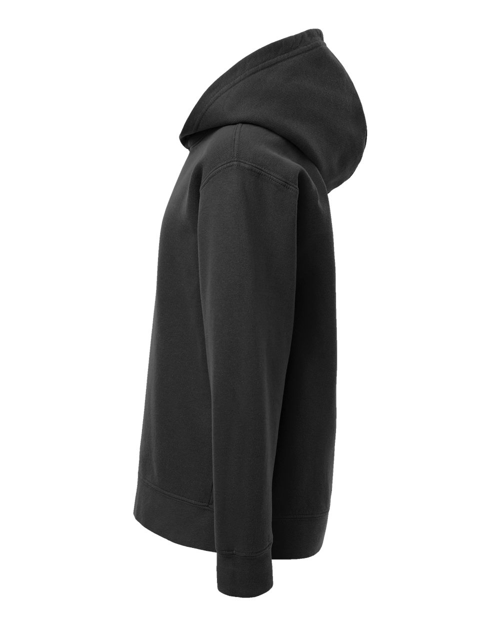 Left View of Black Garment-Dyed Youth Lightweight Fleece Hooded Sweatshirt - 1467Y