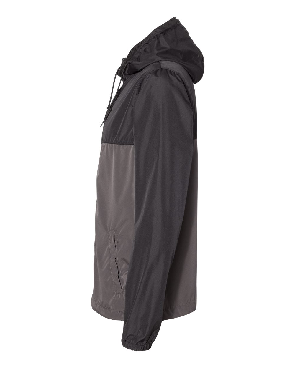 Left View of Black/ Graphite Lightweight Windbreaker Full-Zip Jacket - EXP54LWZ