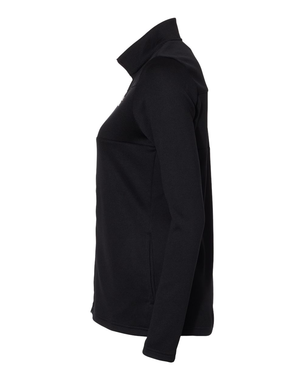 Left View of Black/ Grey Two Women&#39;s 3-Stripes Double Knit Full-Zip - A483