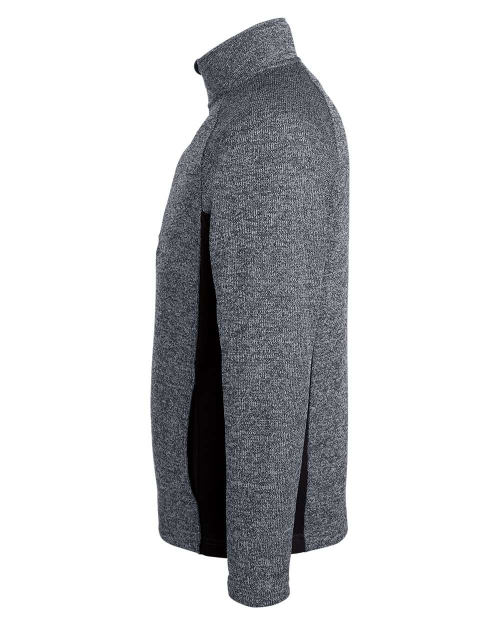 Rear View of Black Heather/ Black Constant Half-Zip Sweater - S16561