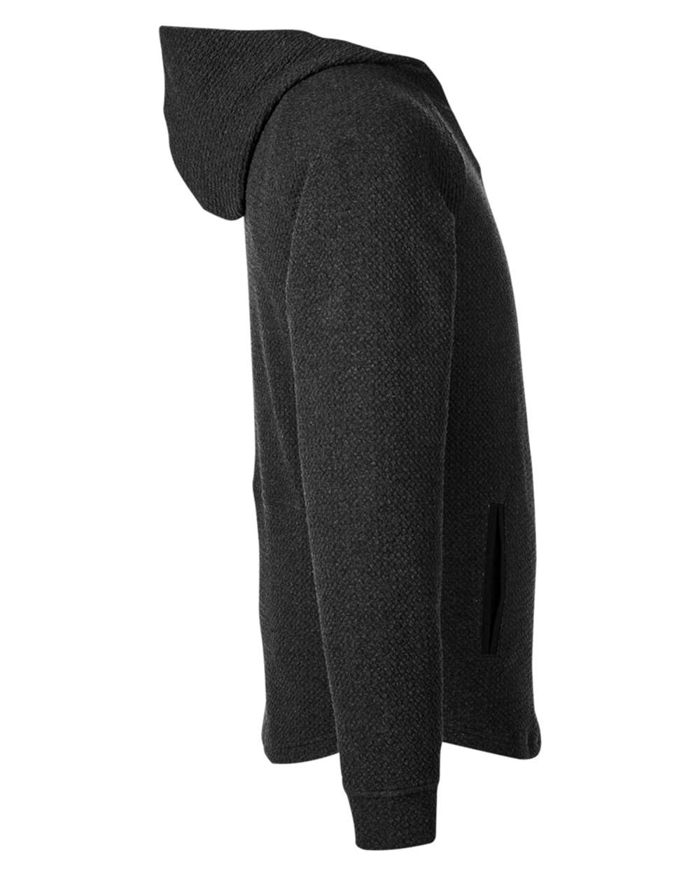 Rear View of Black/ Heather Camden Hooded Pullover - SWC100
